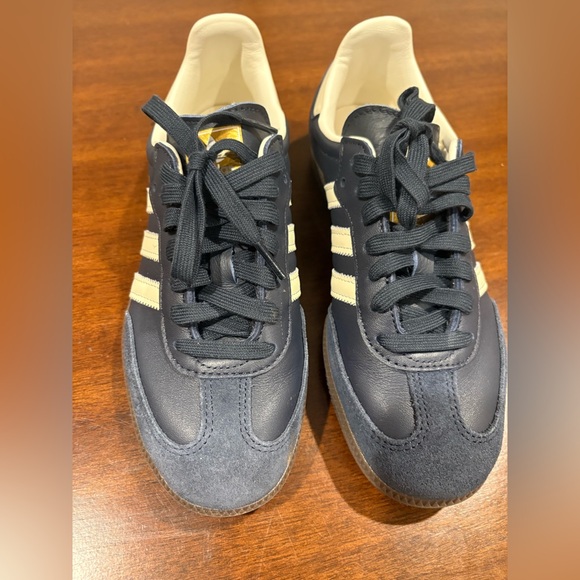 ADIDAS Samba OG Night Navy and Cream Suede Leather Low Profile Trainer Sneakers - Picture 3 of 9